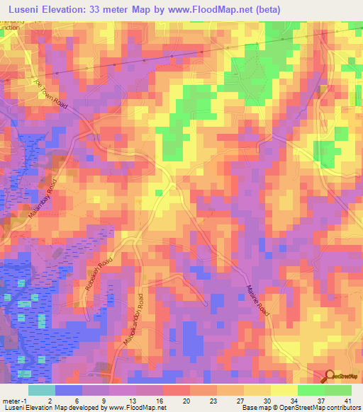 Luseni,Sierra Leone Elevation Map