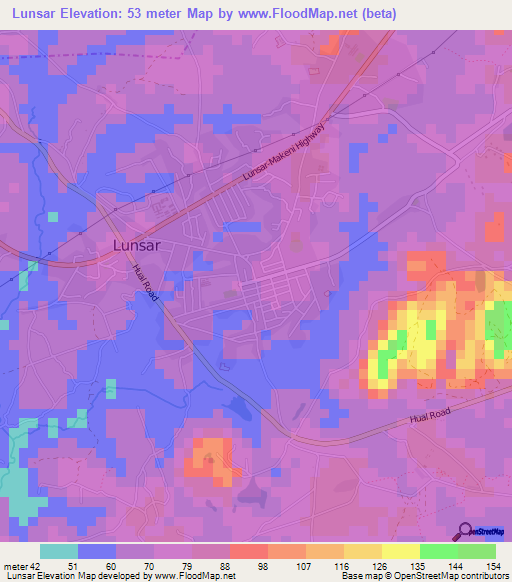 Lunsar,Sierra Leone Elevation Map