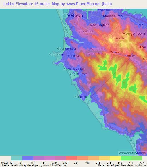 Lakka,Sierra Leone Elevation Map