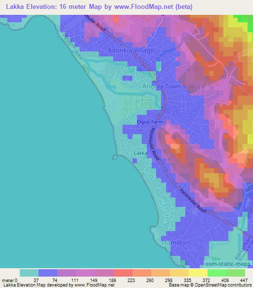 Lakka,Sierra Leone Elevation Map