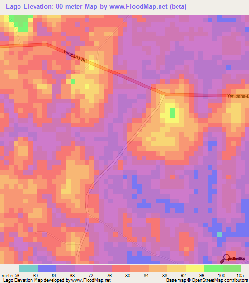 Lago,Sierra Leone Elevation Map