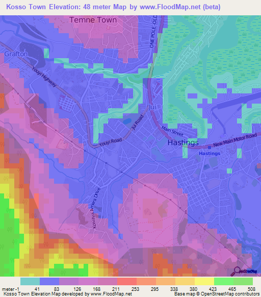 Kosso Town,Sierra Leone Elevation Map