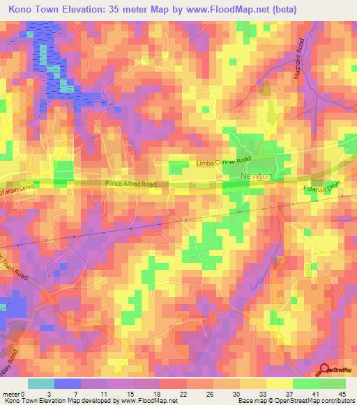 Kono Town,Sierra Leone Elevation Map