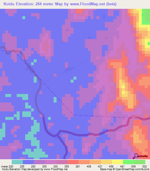 Koidu,Sierra Leone Elevation Map