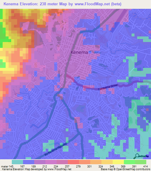 Kenema,Sierra Leone Elevation Map