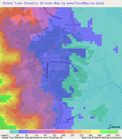 Kebbie Town,Sierra Leone Elevation Map