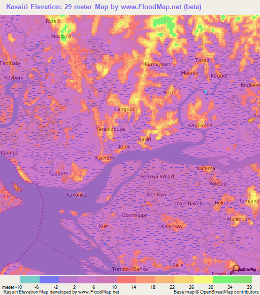 Kassiri,Sierra Leone Elevation Map