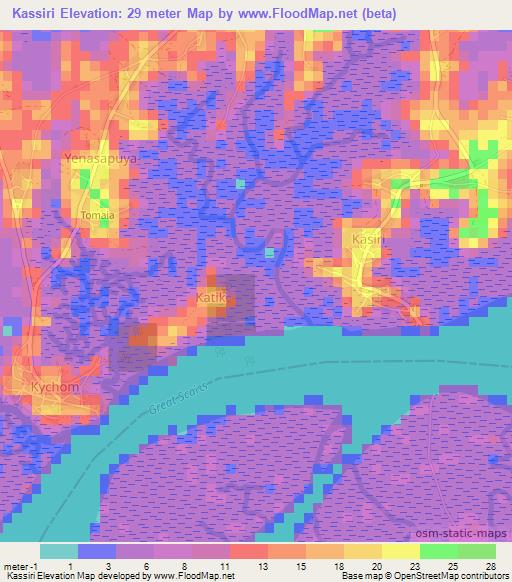 Kassiri,Sierra Leone Elevation Map