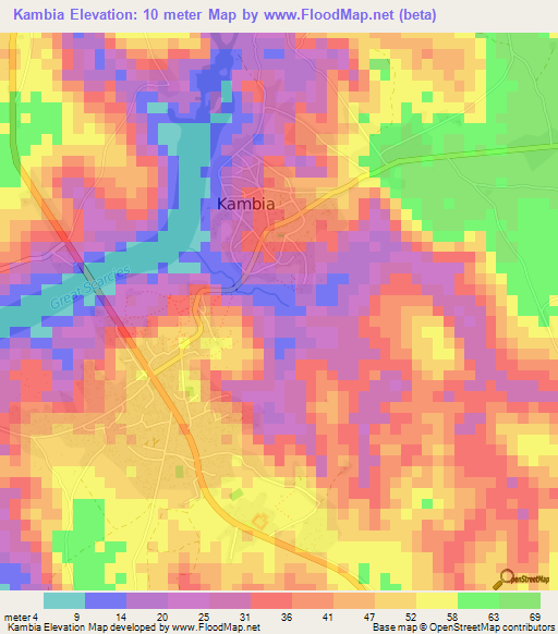 Kambia,Sierra Leone Elevation Map