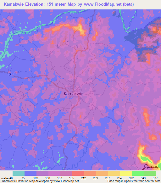 Kamakwie,Sierra Leone Elevation Map