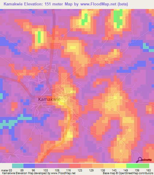 Kamakwie,Sierra Leone Elevation Map