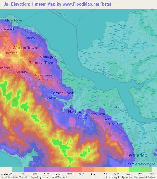 Jui,Sierra Leone Elevation Map