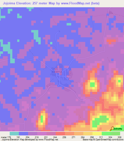 Jojoima,Sierra Leone Elevation Map