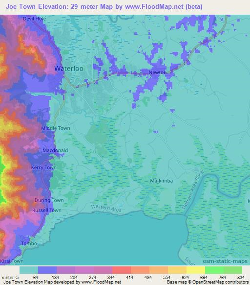 Joe Town,Sierra Leone Elevation Map