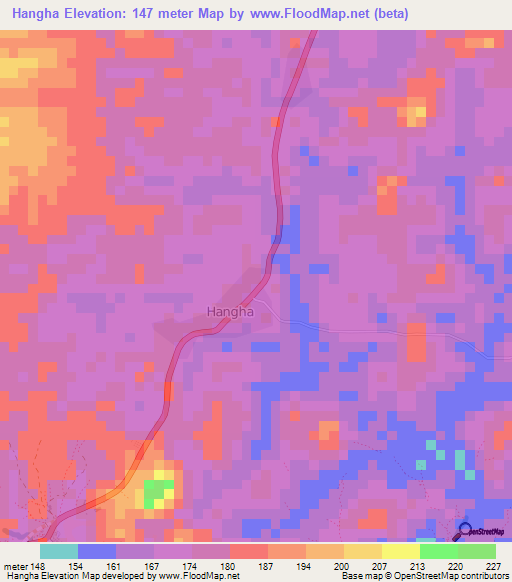 Hangha,Sierra Leone Elevation Map