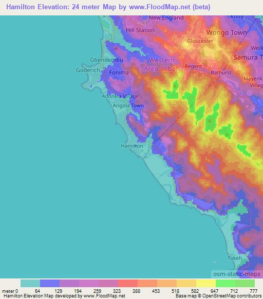 Hamilton,Sierra Leone Elevation Map