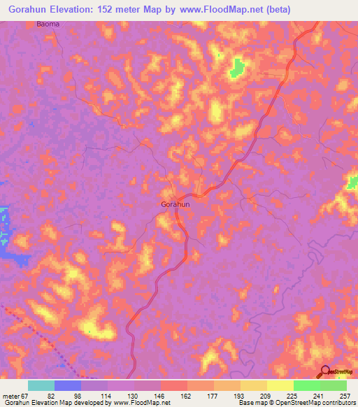 Gorahun,Sierra Leone Elevation Map