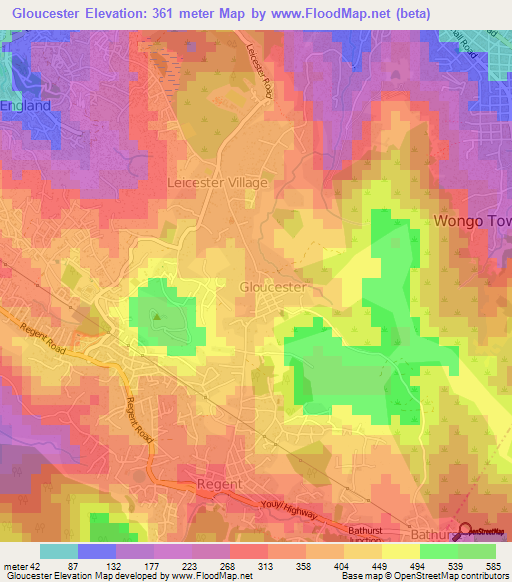 Gloucester,Sierra Leone Elevation Map