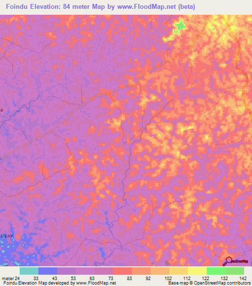 Foindu,Sierra Leone Elevation Map