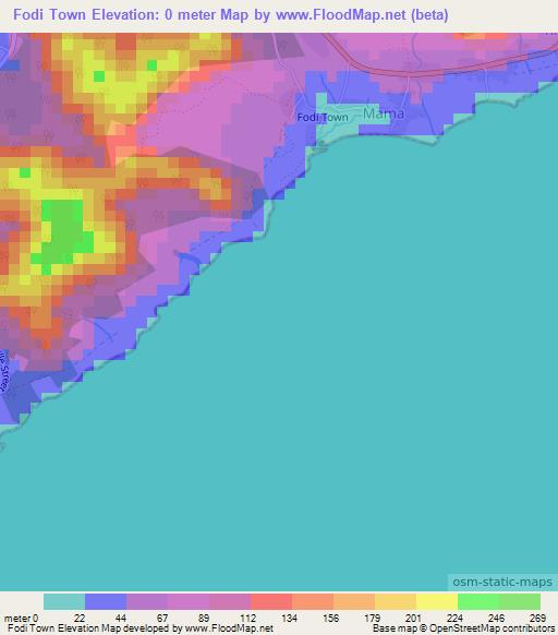 Fodi Town,Sierra Leone Elevation Map