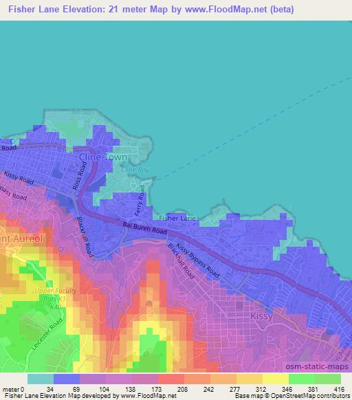 Fisher Lane,Sierra Leone Elevation Map