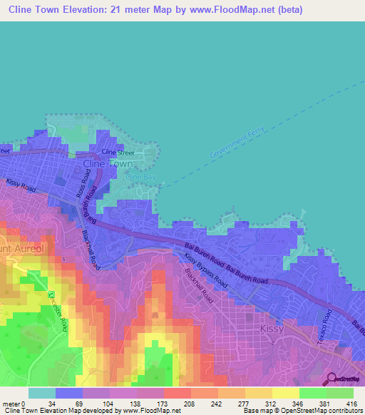 Cline Town,Sierra Leone Elevation Map