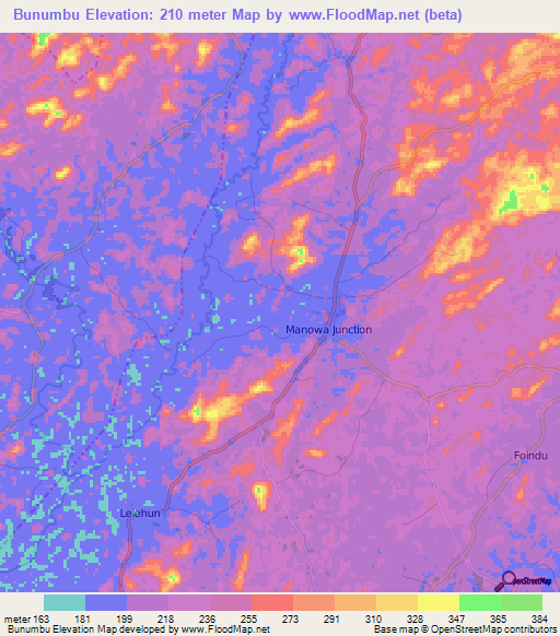 Bunumbu,Sierra Leone Elevation Map