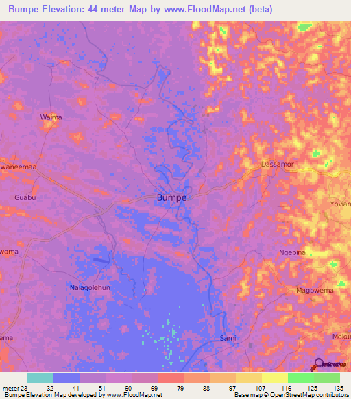 Bumpe,Sierra Leone Elevation Map