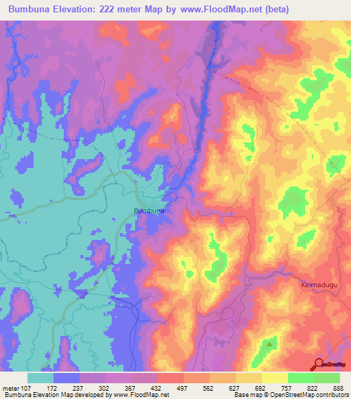 Bumbuna,Sierra Leone Elevation Map