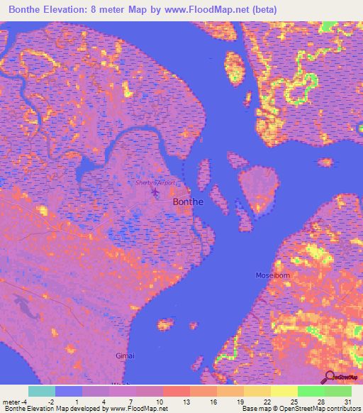 Bonthe,Sierra Leone Elevation Map