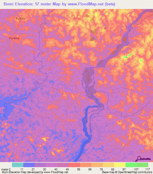 Bomi,Sierra Leone Elevation Map