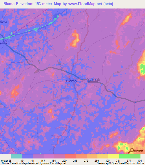 Blama,Sierra Leone Elevation Map