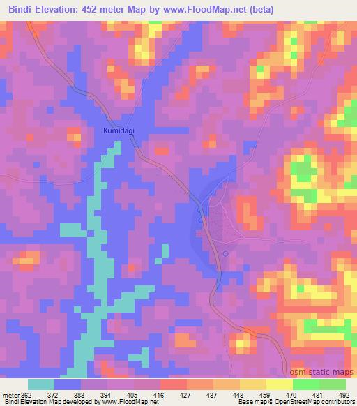 Bindi,Sierra Leone Elevation Map