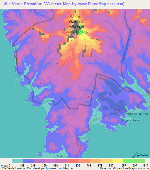 Vila Verde,Sao Tome and Principe Elevation Map