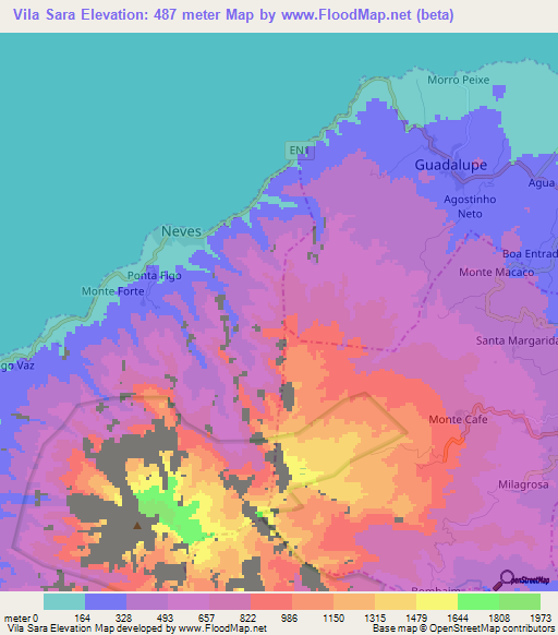 Vila Sara,Sao Tome and Principe Elevation Map