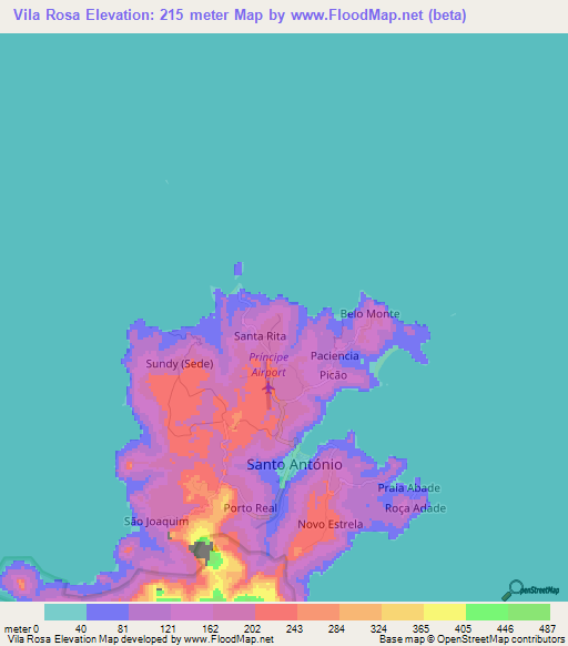 Vila Rosa,Sao Tome and Principe Elevation Map