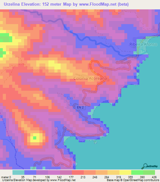 Urzelina,Sao Tome and Principe Elevation Map