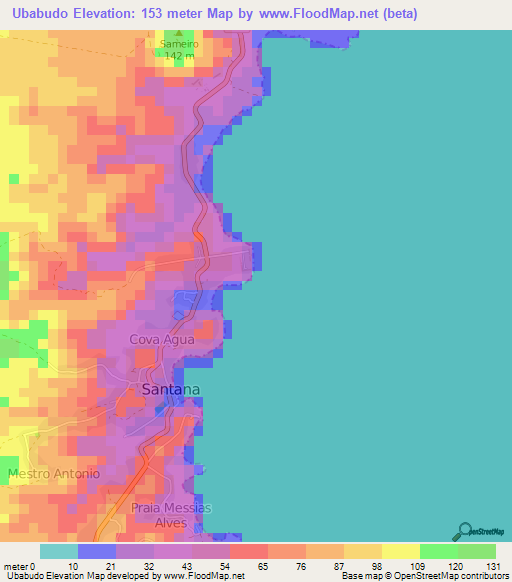 Ubabudo,Sao Tome and Principe Elevation Map