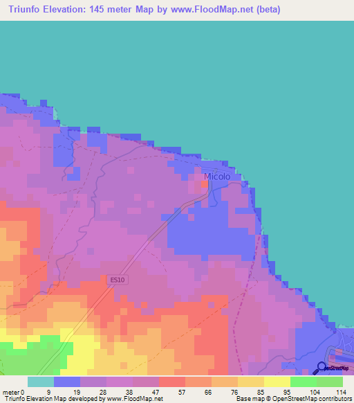 Triunfo,Sao Tome and Principe Elevation Map