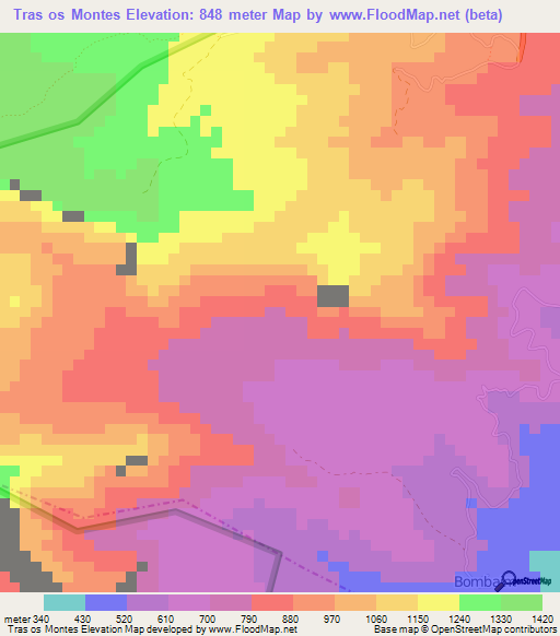Tras os Montes,Sao Tome and Principe Elevation Map