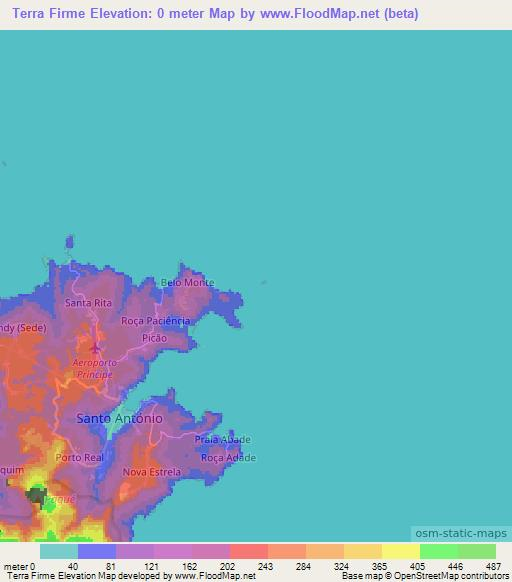 Terra Firme,Sao Tome and Principe Elevation Map