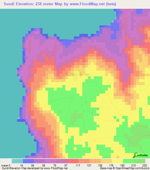 Sundi,Sao Tome and Principe Elevation Map