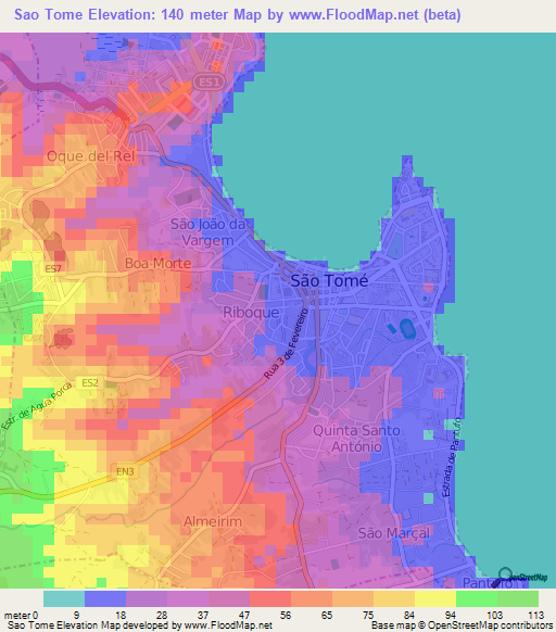 Sao Tome,Sao Tome and Principe Elevation Map