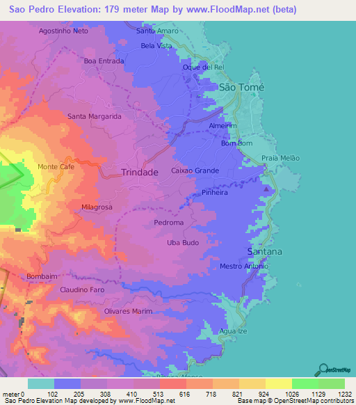 Sao Pedro,Sao Tome and Principe Elevation Map