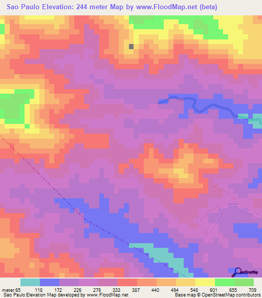 Sao Paulo,Sao Tome and Principe Elevation Map