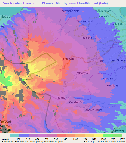Sao Nicolau,Sao Tome and Principe Elevation Map