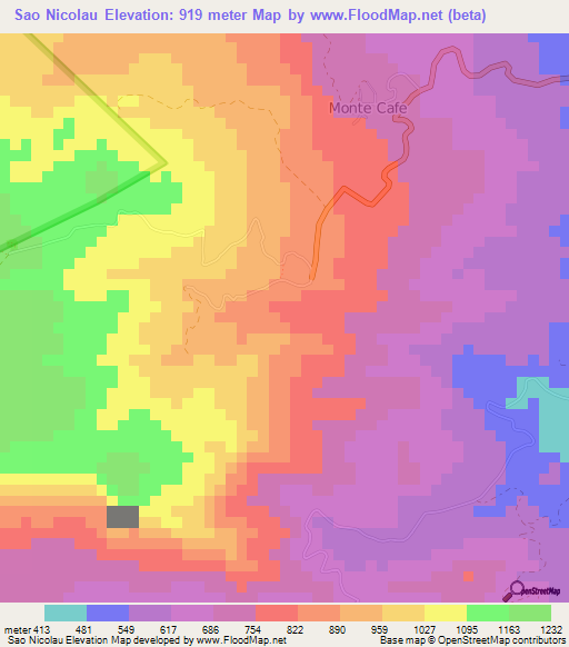 Sao Nicolau,Sao Tome and Principe Elevation Map