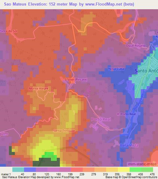Sao Mateus,Sao Tome and Principe Elevation Map