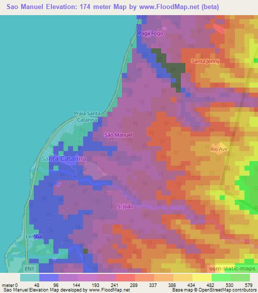 Sao Manuel,Sao Tome and Principe Elevation Map