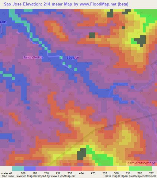 Sao Jose,Sao Tome and Principe Elevation Map